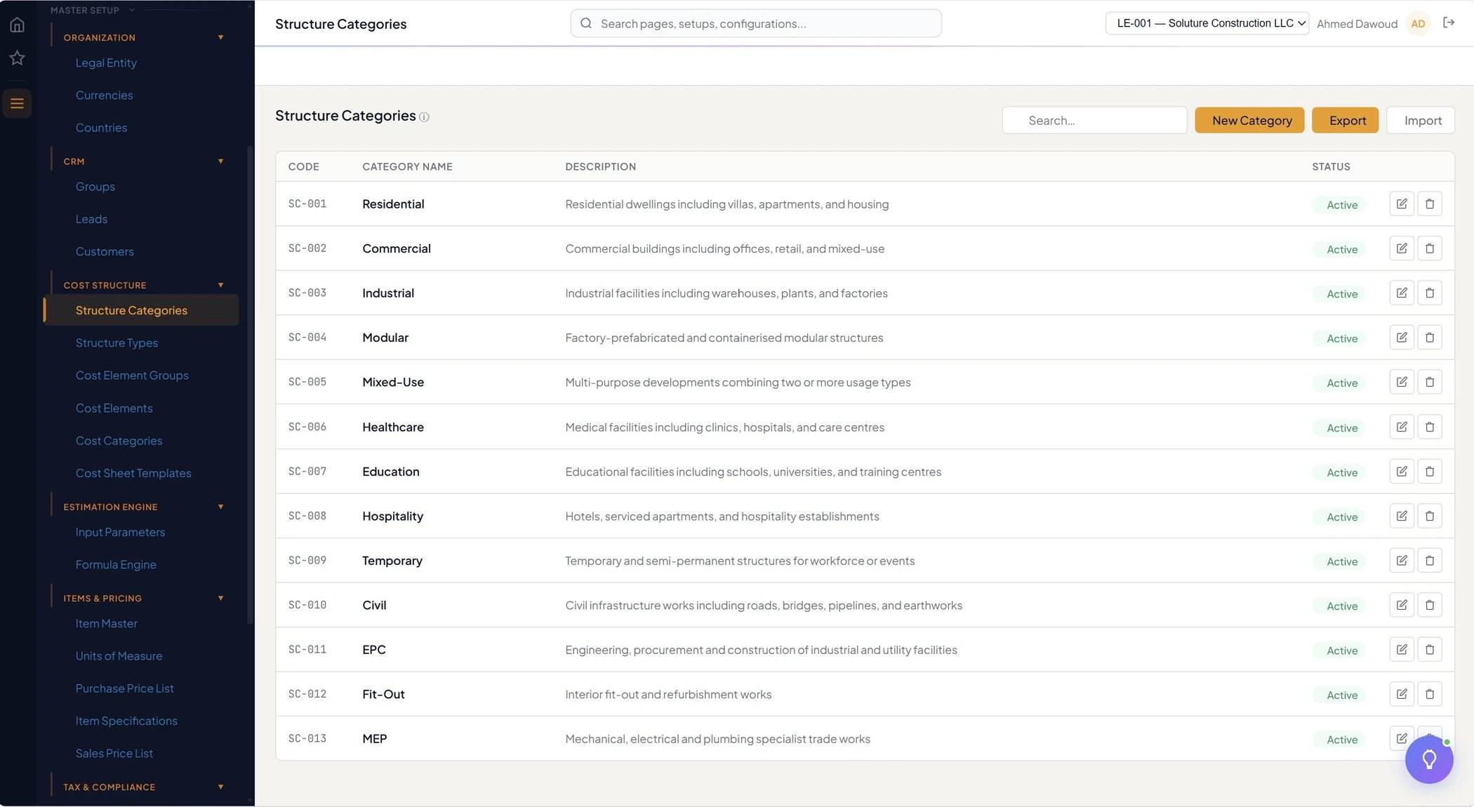 BuildOps Version History modal with revision snapshots and document links